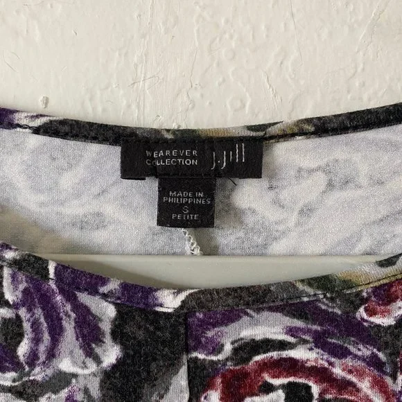 J Jill Womens Shirt Dress Floral Casual Petite Size PS Long Sleeves Boatneck - Picture 9 of 11